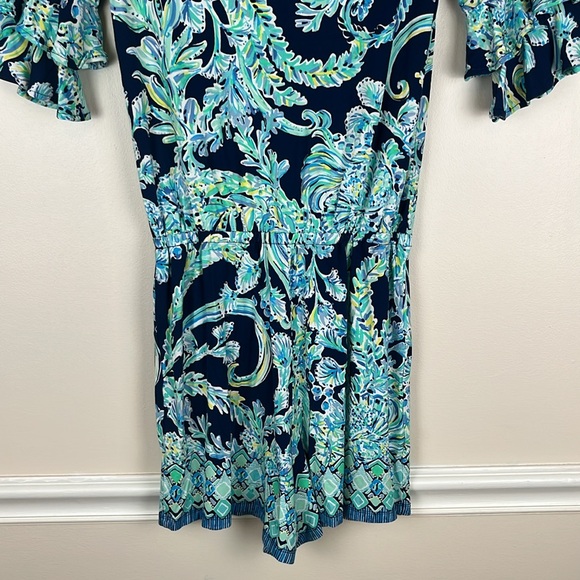 LILLY PULITZER Lula Romper High Tide Navy,  Scuba Doo Engineered Romper, Size XS - Picture 8 of 16